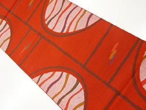 変わり横段に丸・よろけ縞模様織出し袋帯